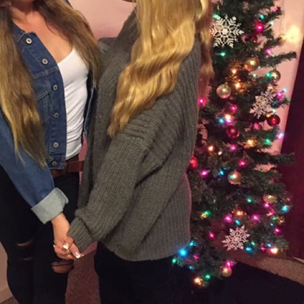 Big grey knitted sweater